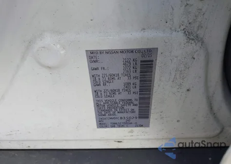 2015 Nissan Rogue Sl from USA, damaged, VIN 5N1AT2MV0FC835029